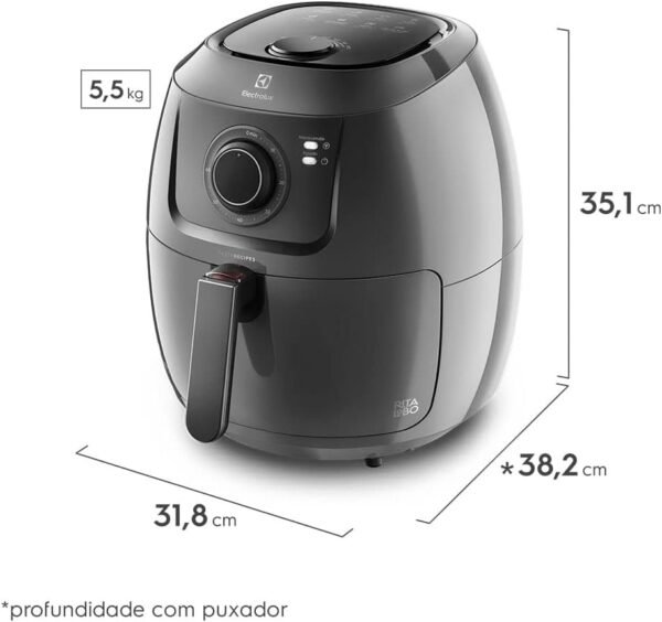 Fritadeira Elétrica sem oleo Grand Airfryer 5L mecanica Electrolux EAF50 grafite - Imagem 2