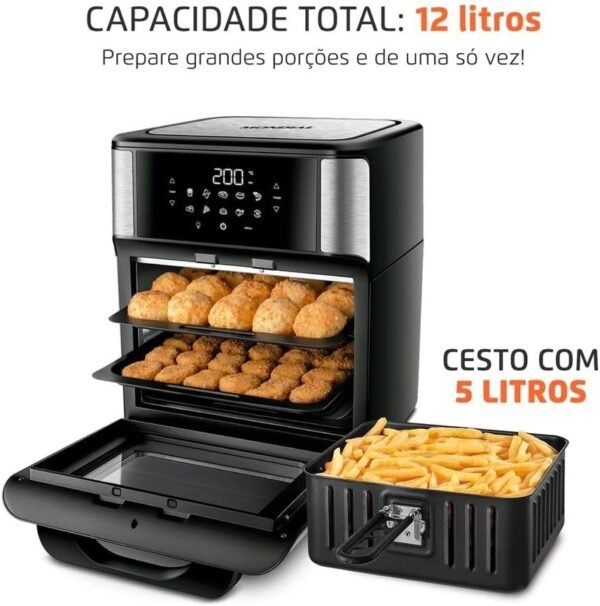 Fritadeira Air Fryer Forno Oven 12L, Mondial, Preto/Inox, 2000W, 220V - AFON-12L-BI - Imagem 2