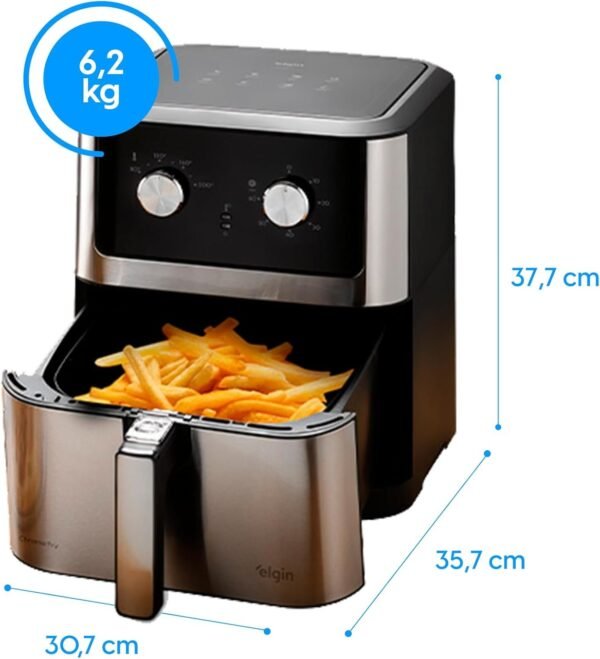 Air Fryer Elétrica Chrome Fry Inox Elgin 8L 1900W 110V - Imagem 2