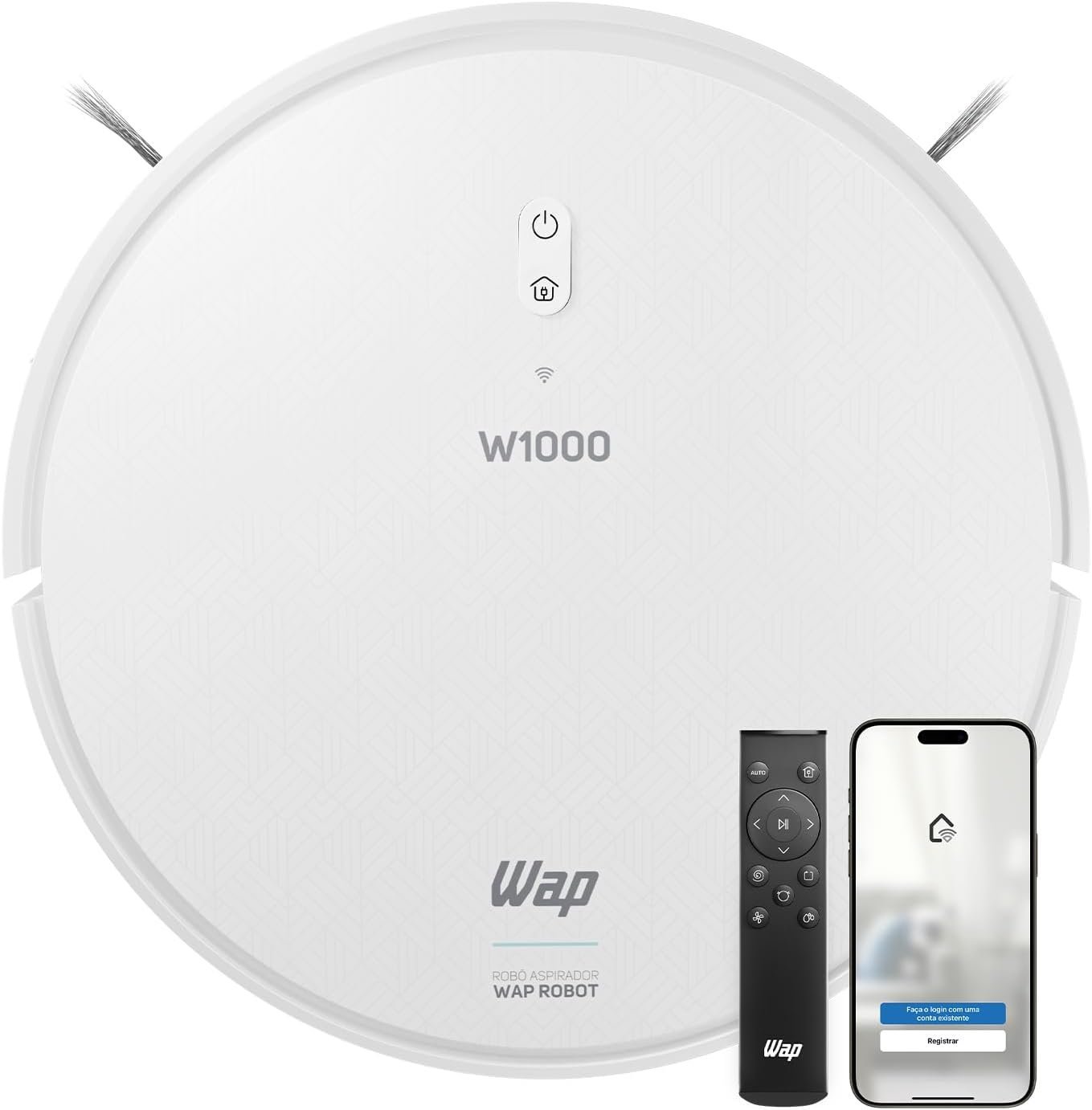Aspirador de Pó Robô ROBOT W1000, Automático, 350ml, Compatível com Assistentes de Voz e Mapeamento, 36W Bivolt