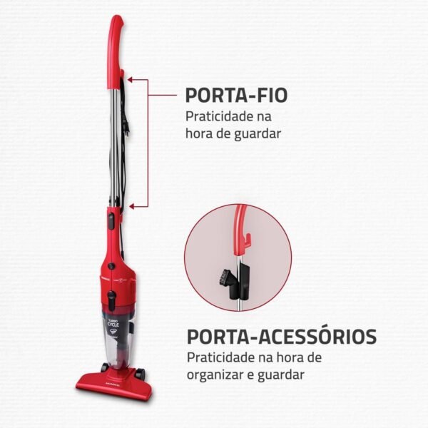 Aspirador de Pó Turbo Cycle, Mondial, Vermelho/Preto, Bivolt - Imagem 5