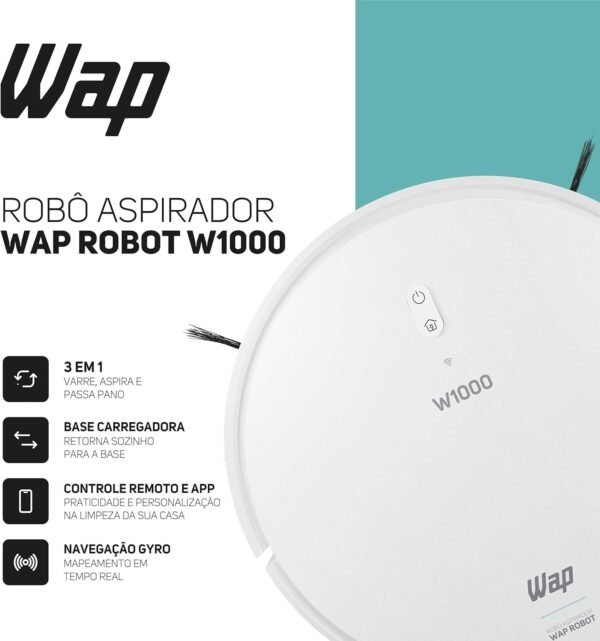 Aspirador de Pó Robô ROBOT W1000, Automático, 350ml, Compatível com Assistentes de Voz e Mapeamento, 36W Bivolt - Imagem 8