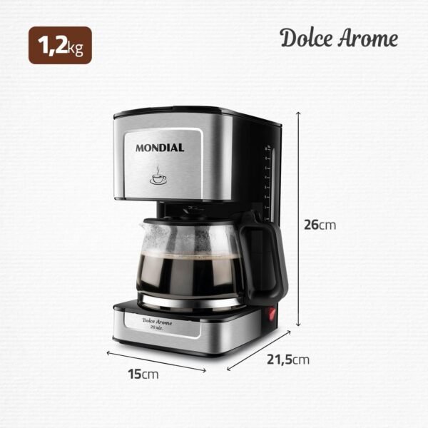 Cafeteira Elétrica Dolce Arome, Mondial, Preto/Inox, 550W, 110V - C-43-20X-SI - Imagem 2