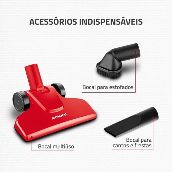 Aspirador de Pó Turbo Cycle, Mondial, Vermelho/Preto, Bivolt - Imagem 4